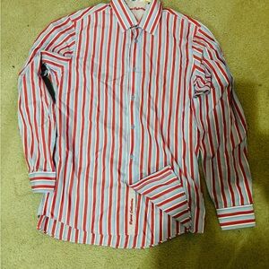 Report Collection Red and White Striped Casual Shirt